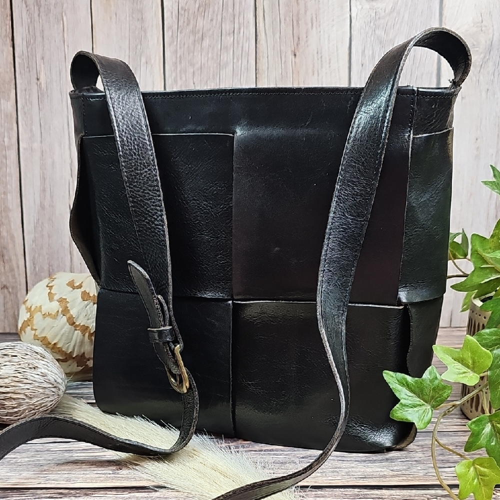 CASEIGH MILANO NEW YORK BLACK LEATHER PATCHWORK CROSSBODY BAG